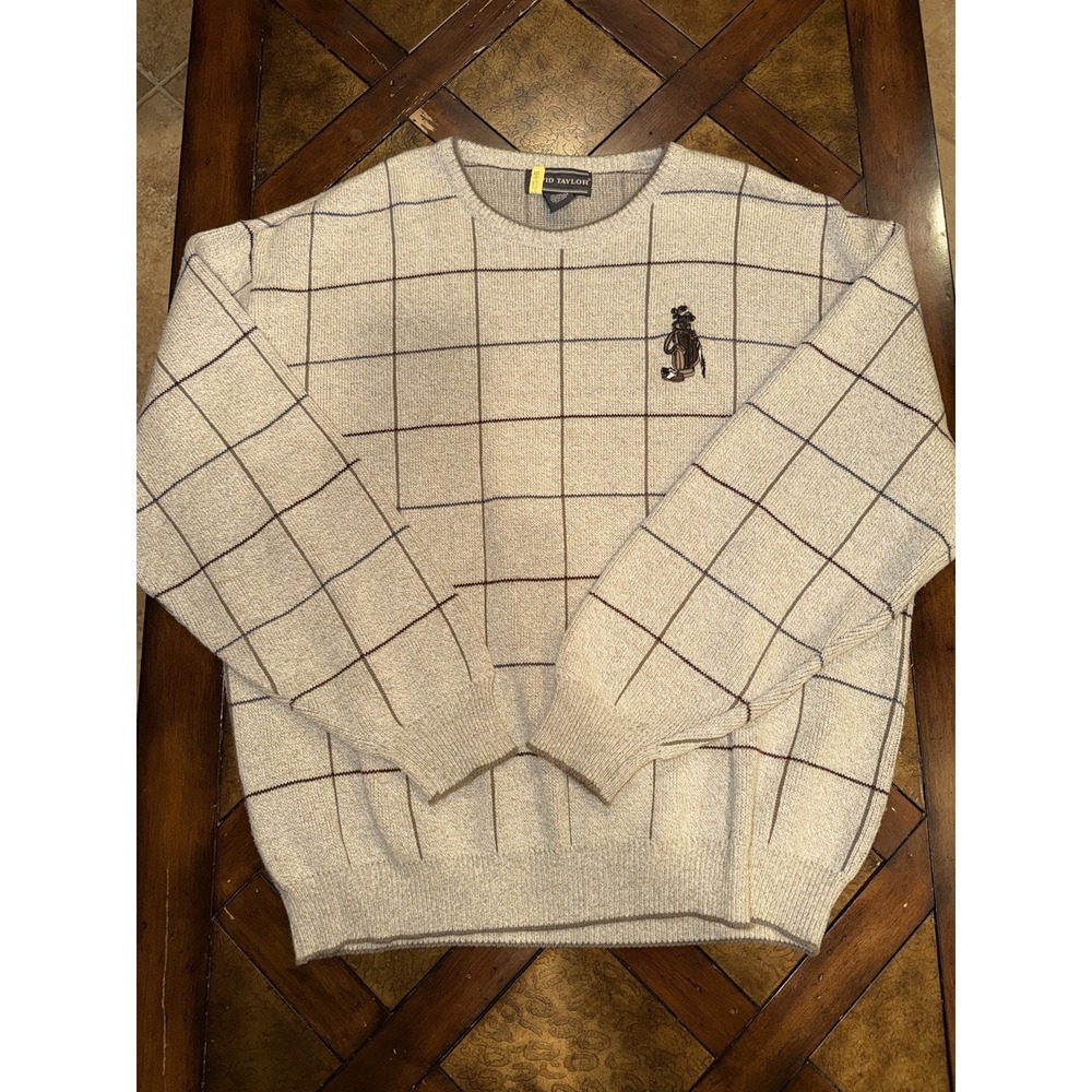David Taylor Mens‎ size XL  Long Sleeve MultiColored Blocks Sweater Cotton Blend